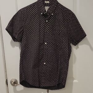 Men's J. Crew Black and White Patterned Short Sleeve Shirt Slim Fit Size S